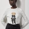 Beyaz Kadın Ralph Lauren Cinema Polo Bear Pamuklu Uzun Kollu Tişörtler Beyaz Kadın Ralph Lauren Cinema Polo Bear Pamuklu Uzun Kollu Tişörtler