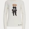 Beyaz Kadın Ralph Lauren Cinema Polo Bear Pamuklu Uzun Kollu Tişörtler Beyaz Kadın Ralph Lauren Cinema Polo Bear Pamuklu Uzun Kollu Tişörtler