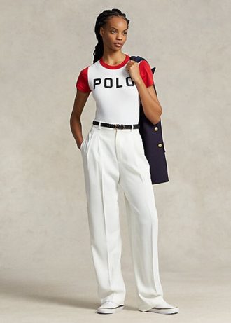 Beyaz Kadın Ralph Lauren Düz Paça Saten Pantolon