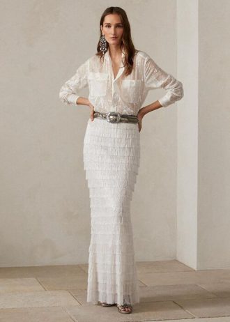 Beyaz Kadın Ralph Lauren Fontanna Süslemeli Uzun Etekler