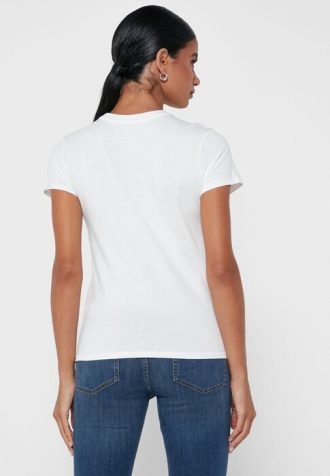 Beyaz Kadın Ralph Lauren Grafik Yuvarlak Yaka Tişörtler