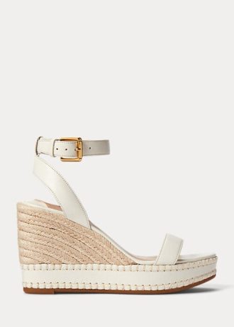 Beyaz Kadın Ralph Lauren Hilarie Deri Espadril