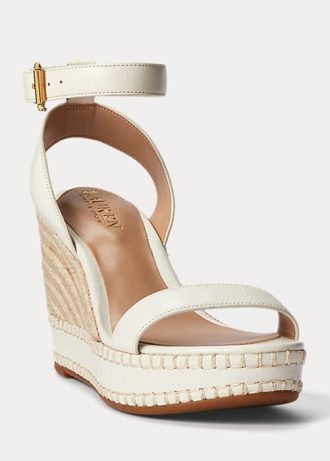 Beyaz Kadın Ralph Lauren Hilarie Deri Espadril