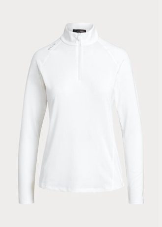 Beyaz Kadın Ralph Lauren Jersey Çeyrek Fermuarlı Kazak Sweatshirt