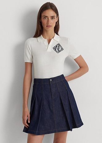 Beyaz Kadın Ralph Lauren Jersey Polo Tişörtleri
