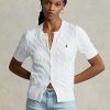 Beyaz Kadın Ralph Lauren Kablo Örgü Kısa Kollu Kazaklar Beyaz Kadın Ralph Lauren Kablo Örgü Kısa Kollu Kazaklar