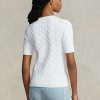 Beyaz Kadın Ralph Lauren Kablo Örgü Kısa Kollu Kazaklar Beyaz Kadın Ralph Lauren Kablo Örgü Kısa Kollu Kazaklar