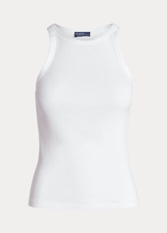 Beyaz Kadın Ralph Lauren Kaburgalı Pamuklu Atlet
