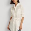 Beyaz Kadın Ralph Lauren Kemerli Keten Gömlekler Beyaz Kadın Ralph Lauren Kemerli Keten Gömlekler