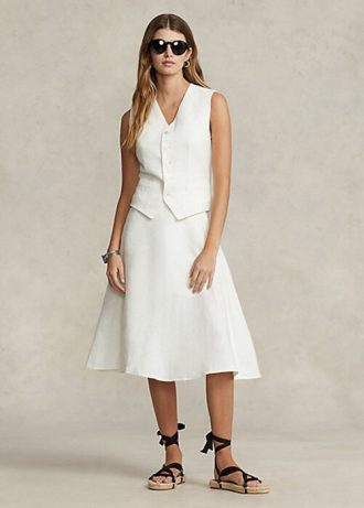Beyaz Kadın Ralph Lauren Keten A Kesim Etekler