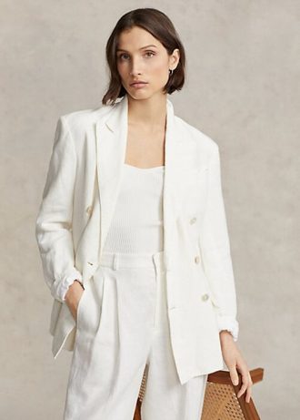 Beyaz Kadın Ralph Lauren Keten Blazer
