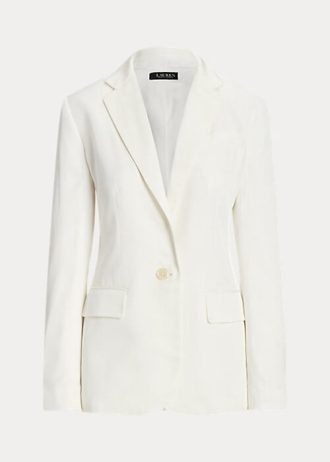 Beyaz Kadın Ralph Lauren Keten Karışımlı Twill Blazer Ceketler