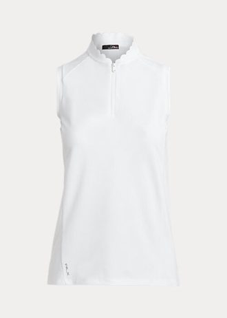 Beyaz Kadın Ralph Lauren Kolsuz Çeyrek Fermuarlı Polo Tişörtler