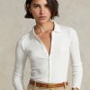 Beyaz Kadın Ralph Lauren Kısa Kenarlı Düğmeli Polo Tişörtler Beyaz Kadın Ralph Lauren Kısa Kenarlı Düğmeli Polo Tişörtler
