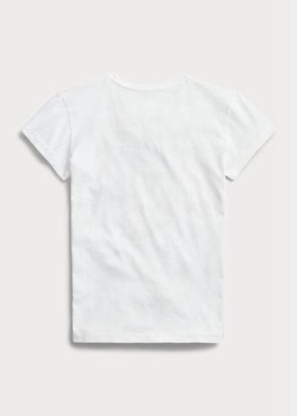 Beyaz Kadın Ralph Lauren Logolu Pamuklu Jersey Tişörtleri