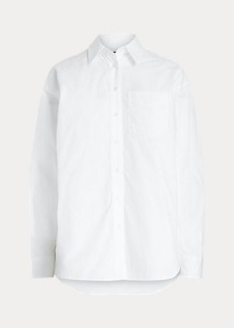 Beyaz Kadın Ralph Lauren Pamuklu Geniş Kumaş Gömlekler
