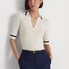 Beyaz Kadın Ralph Lauren İpek Karışımlı Kısa Kollu Kazaklar Beyaz Kadın Ralph Lauren İpek Karışımlı Kısa Kollu Kazaklar