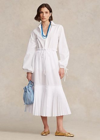 Beyaz Kadın Ralph Lauren Pileli Etek Ucu Bağcıklı A Kesim Etekler