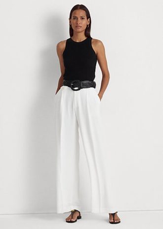 Beyaz Kadın Ralph Lauren Pileli Georgette Pantolon