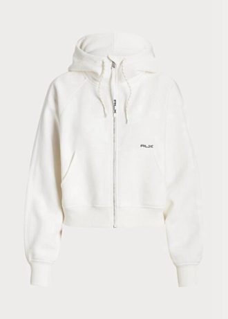 Beyaz Kadın Ralph Lauren Polar Tam Fermuarlı Dolman Kollu Kapüşonlu Üst