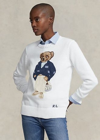 Beyaz Kadın Ralph Lauren Polo Bear Pamuk Karışımlı Kazaklar
