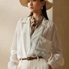 Beyaz Kadın Ralph Lauren Roslin Keten Vual Gömlekler Beyaz Kadın Ralph Lauren Roslin Keten Vual Gömlekler
