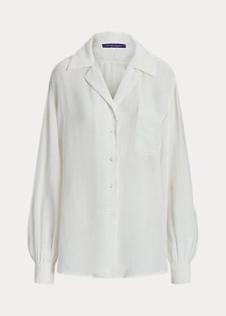 Beyaz Kadın Ralph Lauren Roslin Keten Vual Gömlekler