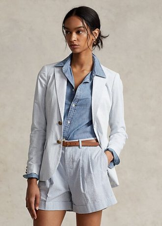 Beyaz Kadın Ralph Lauren Seersucker Blazer’ları