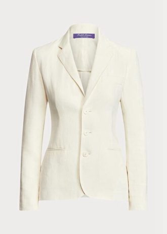 Beyaz Kadın Ralph Lauren Skye Keten Kanvas Blazer