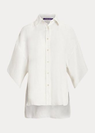Beyaz Kadın Ralph Lauren Soloman Keten Bluz Gömlekleri