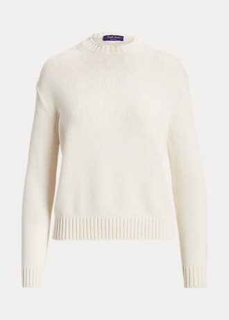 Beyaz Kadın Ralph Lauren Süslemeli RL Pamuk Karışımlı Kazaklar