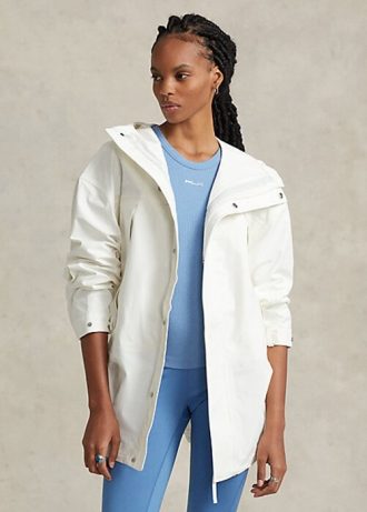 Beyaz Kadın Ralph Lauren Suya Dayanıklı Kapüşonlu Rüzgarlık