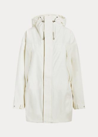 Beyaz Kadın Ralph Lauren Suya Dayanıklı Kapüşonlu Rüzgarlık