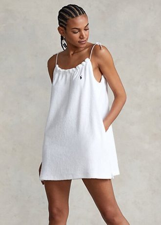 Beyaz Kadın Ralph Lauren Terry Bağcıklı Omuz Elbisesi