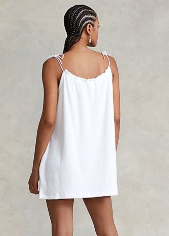 Beyaz Kadın Ralph Lauren Terry Bağcıklı Omuz Elbisesi