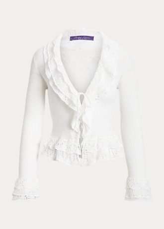 Beyaz Kadın Ralph Lauren Volanlı Hırka Kazakları