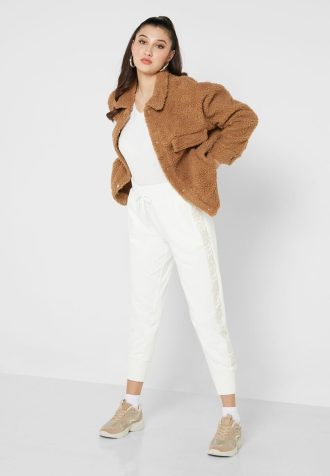 Beyaz Kadın Ralph Lauren Yüksek Bel Örme Pantolon