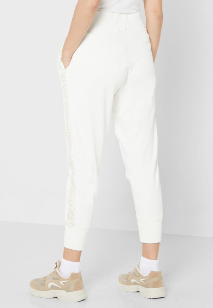 Beyaz Kadın Ralph Lauren Yüksek Bel Örme Pantolon