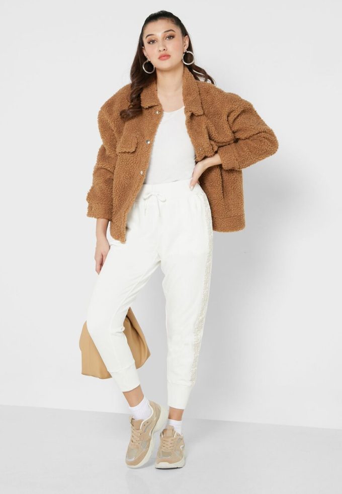 Beyaz Kadın Ralph Lauren Yüksek Bel Örme Pantolon