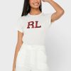 Beyaz Kadın Ralph Lauren Yuvarlak Yaka Grafik Üstler Beyaz Kadın Ralph Lauren Yuvarlak Yaka Grafik Üstler