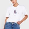 Beyaz Kadın Ralph Lauren Yuvarlak Yaka Grafik Tişörtler