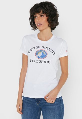 Beyaz Kadın Ralph Lauren Yuvarlak Yaka Grafik Tişörtler