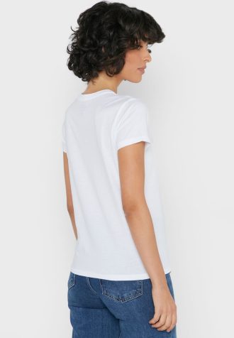 Beyaz Kadın Ralph Lauren Yuvarlak Yaka Grafik Tişörtler