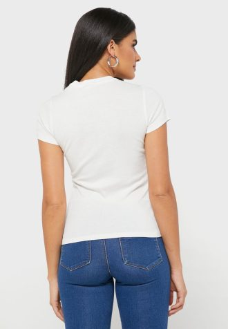 Beyaz Kadın Ralph Lauren Yuvarlak Yaka Grafik Tişörtler