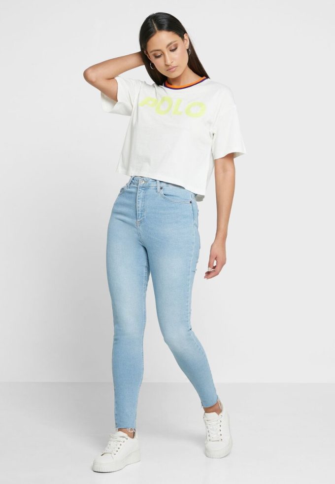 Beyaz Kadın Ralph Lauren Yuvarlak Yaka Grafik Tişörtler