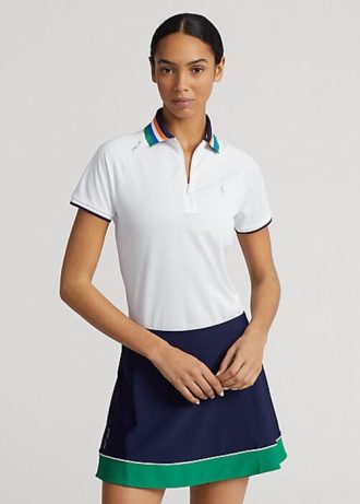 Beyaz Kadın Ralph Lauren Özel Kesim Çeyrek Fermuarlı Polo Tişörtler