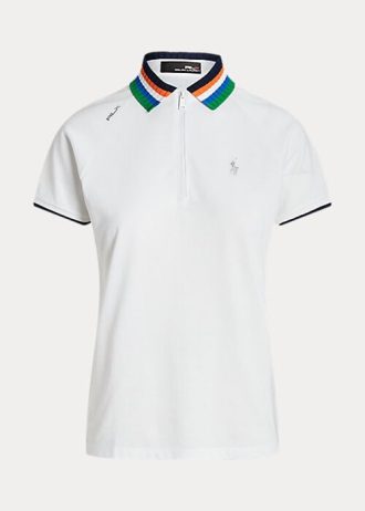 Beyaz Kadın Ralph Lauren Özel Kesim Çeyrek Fermuarlı Polo Tişörtler