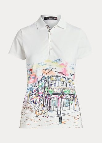 Beyaz Kadın Ralph Lauren Özel Kesim Fransız Çeyrek Motifli Polo Tişörtler