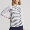 Beyaz / Lacivert / Pembe Kadın Ralph Lauren Çizgili Esnek Jersey Sweatshirt