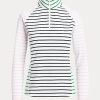 Beyaz / Lacivert / Pembe Kadın Ralph Lauren Çizgili Esnek Jersey Sweatshirt